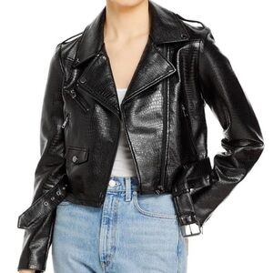 Ashley By 26 International Black Textured Faux Leather Jacket